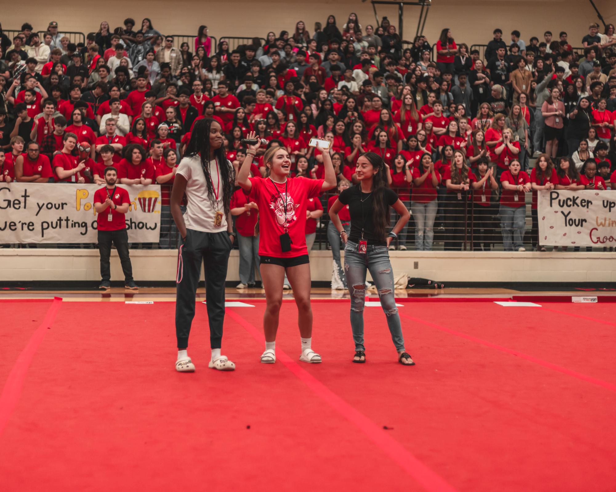 Students enjoy their first pep rally of the year; battleline ready